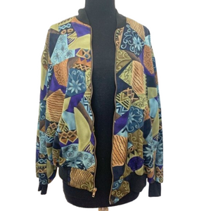 Cascais of CA womens bomber style Jacket SZ M - abstract art Dolman sleeves